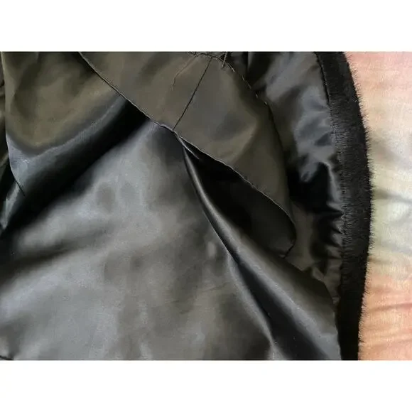 1950s 60s Black Mink Collar Fur Swing Coat Mad Men Mod Trapeze Women’s S M - Picture 8 of 11